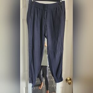 Loft Navy Satin Trim Women's Pull-On Jogger